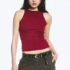 Rotes, figurbetontes Tanktop aus Baumwolljersey – Rot