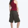 Rotes, figurbetontes Tanktop aus Baumwolljersey – Rot