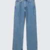 Row Super High Waisted Regular Straight Jeans – 90S Blue – Mittelblau Row Super High Waisted Regular Straight Jeans – 90S Blue – Mittelblau