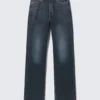 Rowe Super High Waisted Regular Straight Jeans – Angel Blue – Dunkelblau