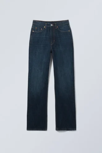Rowe Super High Waisted Regular Straight Jeans – Compact Blue – Dunkelblau