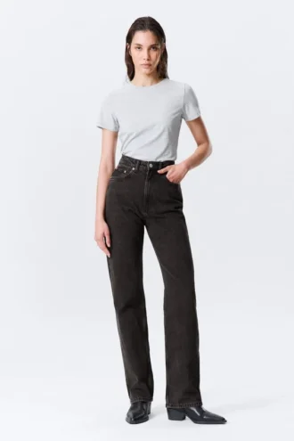 Rowe Super High Waisted Regular Straight Jeans – Echo Black – Schwarz