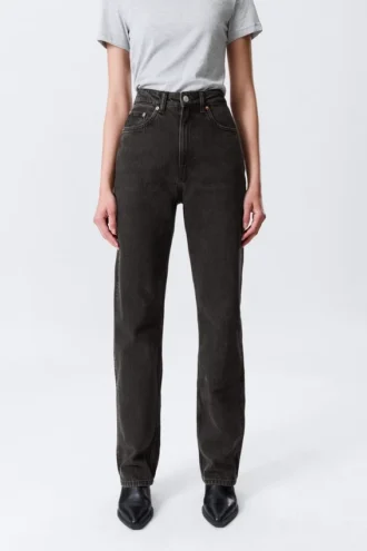 Rowe Super High Waisted Regular Straight Jeans – Echo Black – Schwarz