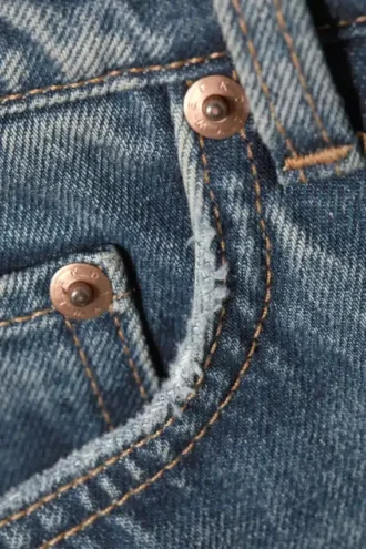 Rowe Super High Waisted Regular Straight Jeans – Eisenblau – Mittelblau