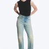 Rowe Super High Waisted Regular Straight Jeans – Port Blue – Hellblau Rowe Super High Waisted Regular Straight Jeans – Port Blue – Hellblau