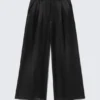Satin-Hose mit hoher Taille und weitem Bein – Schwarz Satin-Hose mit hoher Taille und weitem Bein – Schwarz