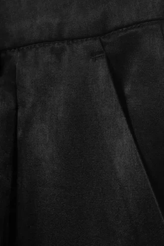 Satin-Hose mit hoher Taille und weitem Bein – Schwarz