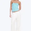 Satin-Hose mit hoher Taille und weitem Bein – Weiß Satin-Hose mit hoher Taille und weitem Bein – Weiß