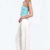Satin-Hose mit hoher Taille und weitem Bein – Weiß Satin-Hose mit hoher Taille und weitem Bein – Weiß