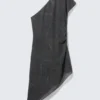 Satin-Minikleid mit einer Schulter – Dunkelgrau Satin-Minikleid mit einer Schulter – Dunkelgrau