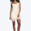 Satin-Slip-Kleid mit Spitzenbesatz – Hellstaubbeige Satin-Slip-Kleid mit Spitzenbesatz – Hellstaubbeige