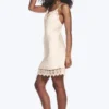 Satin-Slip-Kleid mit Spitzenbesatz – Hellstaubbeige Satin-Slip-Kleid mit Spitzenbesatz – Hellstaubbeige