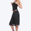 Satin-Spitzen-Shorts – Schwarz Satin-Spitzen-Shorts – Schwarz