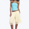 Satin-Spitzen-Shorts – Staubweiß Satin-Spitzen-Shorts – Staubweiß