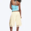 Satin-Spitzen-Shorts – Staubweiß Satin-Spitzen-Shorts – Staubweiß