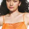 Satin-Spitzenoberteil – Orange Satin-Spitzenoberteil – Orange