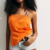 Satin-Spitzenoberteil – Orange Satin-Spitzenoberteil – Orange