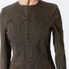 Schlanke Jacke aus ausgefranster Baumwolle – gestreift, dunkelgrau Schlanke Jacke aus ausgefranster Baumwolle – gestreift, dunkelgrau