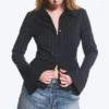 Schmal geschnittene Bluse mit Struktur – gestreift, dunkelblau Schmal geschnittene Bluse mit Struktur – gestreift, dunkelblau