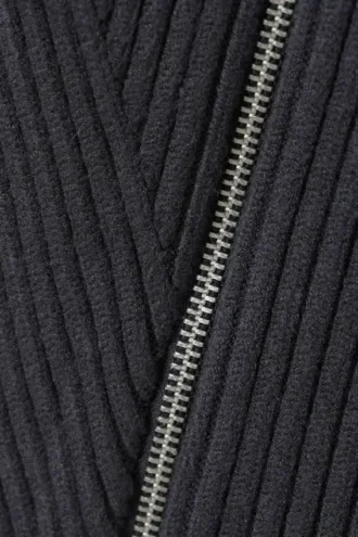 Schmal geschnittene Strickjacke mit Reißverschluss – Dunkelgrau Schmal geschnittene Strickjacke mit Reißverschluss – Dunkelgrau