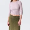 Schmal geschnittener Strickpullover mit V-Ausschnitt – Hellrosa Schmal geschnittener Strickpullover mit V-Ausschnitt – Hellrosa