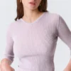 Schmal geschnittener Strickpullover mit V-Ausschnitt – Hellrosa Schmal geschnittener Strickpullover mit V-Ausschnitt – Hellrosa