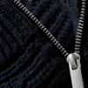 Schmal geschnittener Wollpullover mit Reißverschluss an den Ärmeln – Marineblau Schmal geschnittener Wollpullover mit Reißverschluss an den Ärmeln – Marineblau