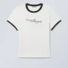 Schmal geschnittenes bedrucktes Kurzarm-T-Shirt – Weiß – Nicht für jedermann Schmal geschnittenes bedrucktes Kurzarm-T-Shirt – Weiß – Nicht für jedermann