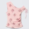 Schmal geschnittenes, gerafftes Off-Shoulder-Oberteil – Rosa – Blumenmuster Schmal geschnittenes, gerafftes Off-Shoulder-Oberteil – Rosa – Blumenmuster