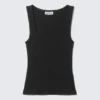 Schmal geschnittenes, geripptes Tanktop mit quadratischem Ausschnitt – Schwarz Schmal geschnittenes, geripptes Tanktop mit quadratischem Ausschnitt – Schwarz
