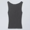 Schmal geschnittenes, gestricktes Tanktop mit U-Boot-Ausschnitt – Dunkelgrau Schmal geschnittenes, gestricktes Tanktop mit U-Boot-Ausschnitt – Dunkelgrau