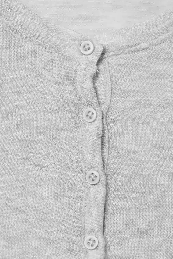 Schmal geschnittenes Langarm-Henley-Top – Grau meliert Schmal geschnittenes Langarm-Henley-Top – Grau meliert