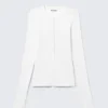 Schmal geschnittenes Langarm-Henley-Top – Weiß Schmal geschnittenes Langarm-Henley-Top – Weiß