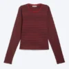 Schmal geschnittenes Langarmshirt aus Baumwolle – gestreift, dunkelrot Schmal geschnittenes Langarmshirt aus Baumwolle – gestreift, dunkelrot