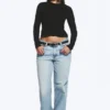 Schmal geschnittenes Langarmshirt aus Baumwolle – Schwarz Schmal geschnittenes Langarmshirt aus Baumwolle – Schwarz