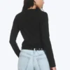 Schmal geschnittenes Langarmshirt aus Baumwolle – Schwarz Schmal geschnittenes Langarmshirt aus Baumwolle – Schwarz