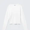 Schmal geschnittenes Langarmshirt aus Baumwolle – Weiß Schmal geschnittenes Langarmshirt aus Baumwolle – Weiß
