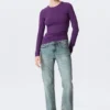 Schmal geschnittenes Langarmshirt – Dunkelviolett Schmal geschnittenes Langarmshirt – Dunkelviolett