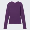 Schmal geschnittenes Langarmshirt – Dunkelviolett Schmal geschnittenes Langarmshirt – Dunkelviolett