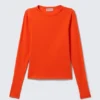 Schmal geschnittenes Langarmshirt – Leuchtendes Orange Schmal geschnittenes Langarmshirt – Leuchtendes Orange