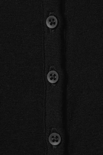 Schmal geschnittenes, langärmeliges Henley-Top – Schwarz