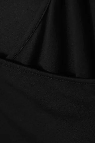 Schmal geschnittenes, langärmeliges Wickeloberteil – Schwarz