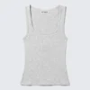 Schmal geschnittenes Tanktop mit geripptem Rundhalsausschnitt – Grau meliert Schmal geschnittenes Tanktop mit geripptem Rundhalsausschnitt – Grau meliert