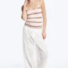 Schmal geschnittenes Tanktop mit Trägern – rosa/braun gestreift