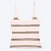 Schmal geschnittenes Tanktop mit Trägern – rosa/braun gestreift