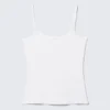 Schmal geschnittenes Tanktop mit Trägern – Weiß Schmal geschnittenes Tanktop mit Trägern – Weiß