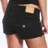 Schmale Low-Rise-Jeans-Hotpants – Tinten-Schwarz – Schwarz Schmale Low-Rise-Jeans-Hotpants – Tinten-Schwarz – Schwarz
