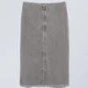 Schmaler Midi-Bleistiftrock – gewaschenes Grau Schmaler Midi-Bleistiftrock – gewaschenes Grau