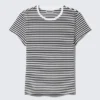 Schmales, kurzärmeliges Baumwoll-T-Shirt – schwarz-weiß gestreift Schmales, kurzärmeliges Baumwoll-T-Shirt – schwarz-weiß gestreift