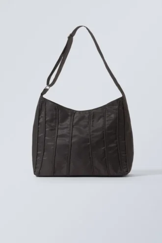 Schultertasche mit Paspelierung – Dunkelbraun